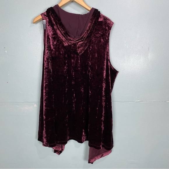LOGO Lori Goldstein Velvet Purple Hooded Sleeveless Cardigan Sz‎ 3X - Picture 4 of 5